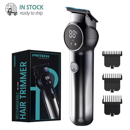 Rechargeable Cordless Hair Trimmer for Men 2-Speed Haircut Machine with LED Display | PR-3240