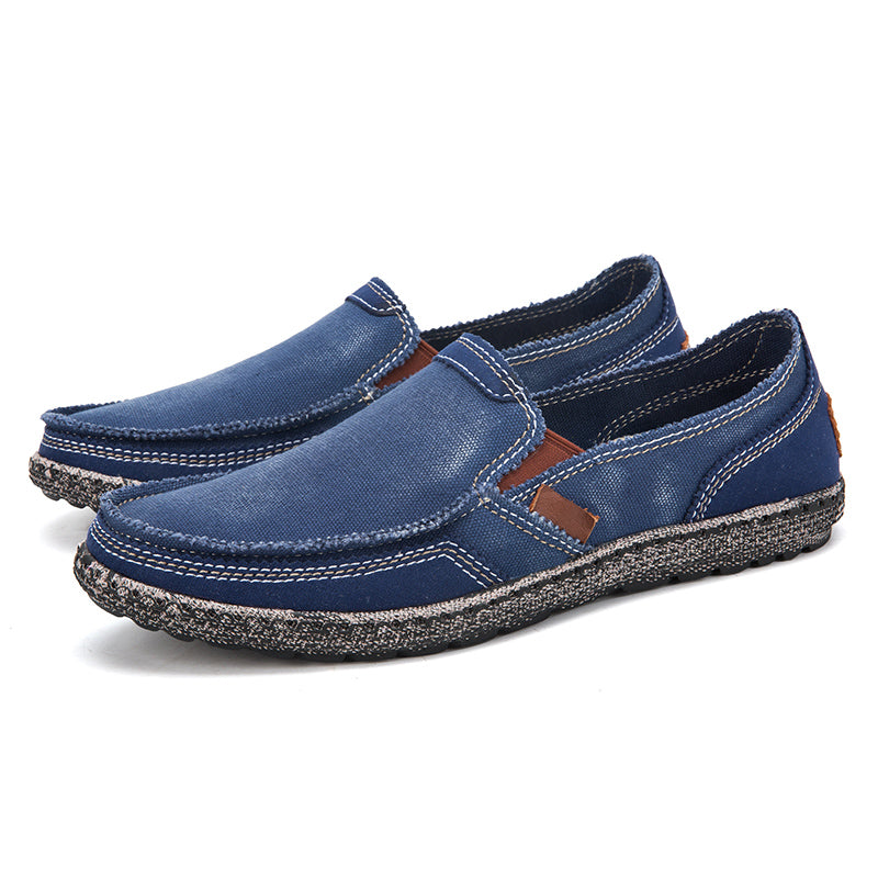Herren Slipper aus gewaschenem Canvas | Atmungsaktiv, rutschfest, klassischer Deck-Stil | 8806 