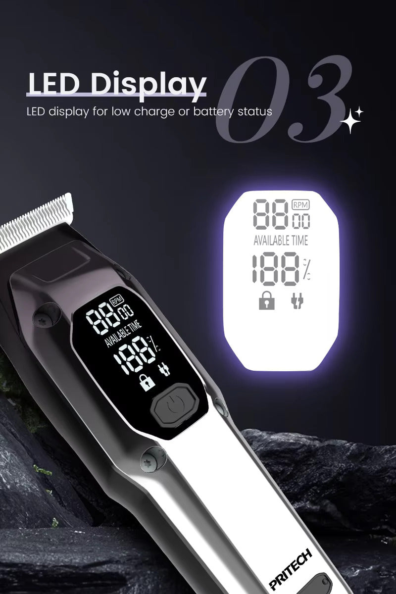 Kabellose, wiederaufladbare Haarschneidemaschine, professioneller Haarschneider für Männer | PR-3148LED 