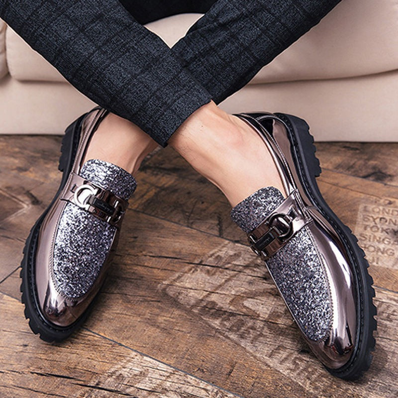 Scarpe da ufficio formali in pelle stile britannico, stile casual, alla moda, con tomaia Oxford brogues, brillanti