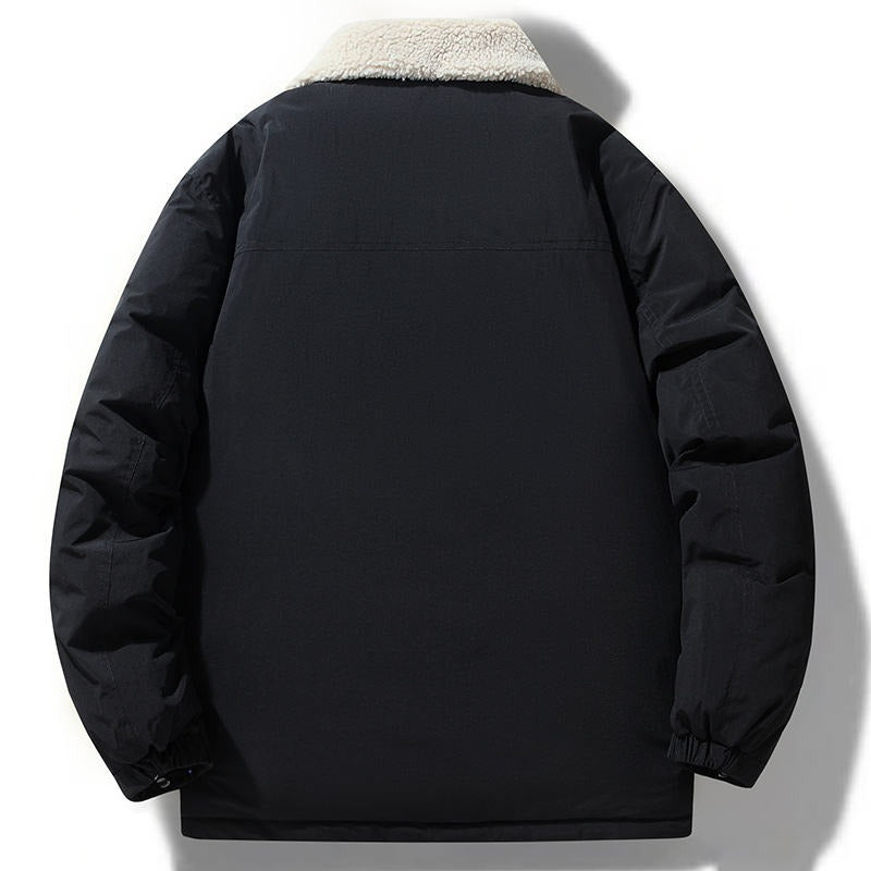 Kurze Herren-Daunenjacke – Wasserdichter weißer Entendaunenmantel mit Revers | L23 