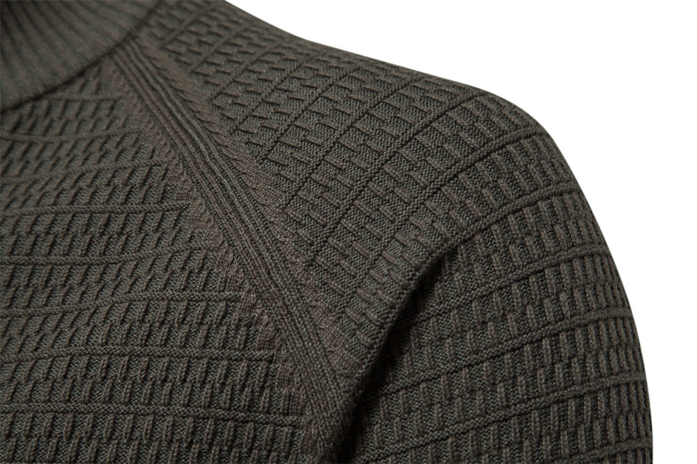 Herren Winter-Cardigan mit durchgehendem Reißverschluss – Strickoberteil aus hochelastischer Baumwolle mit Stehkragen | Y324 