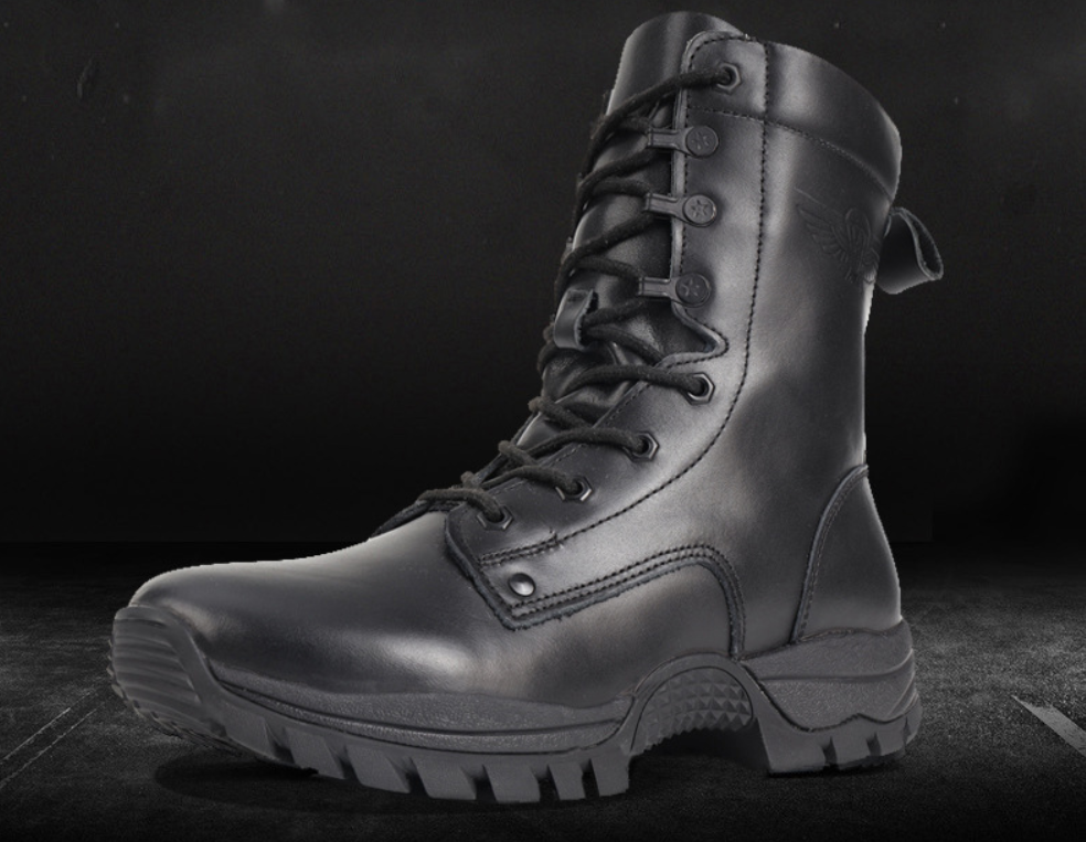 Vdason 402J Paratrooper Combat Boots | Lightweight Airborne Jump Boots | Black Genuine Leather Tactical Footwear | 402J