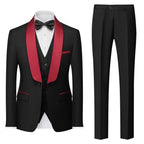 Herren Premium Anzug Casual Regular Smart Fit 3-teiliger Smoking für Abschlussbälle, Schalkragen, Hochzeitsfeier, Trauzeugenanzüge (Blazer + Weste + Hose) | 601 