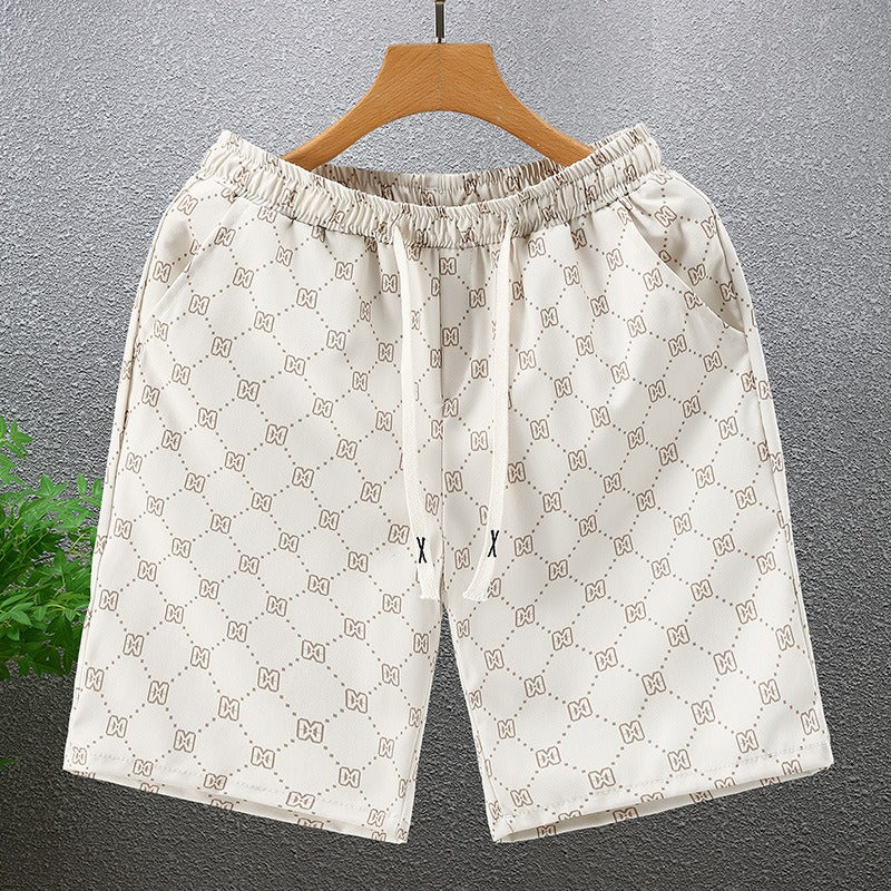 Men's Polyester Casual Shorts With Pockets Summer Beach Printed Shorts | Hk081