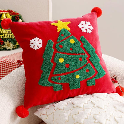 Christmas Embroidery Pillowcase - Removable Cushion Cover for Bedroom & Living Room |