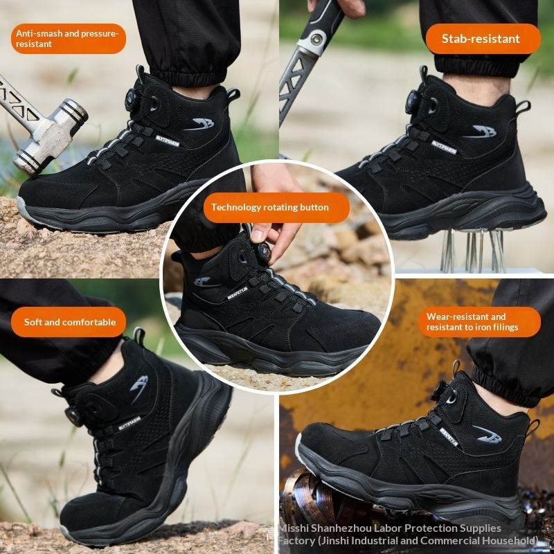 Men's Steel Toe Winter Safety Shoes Microfiber Leather Boots Anti-Smash Non-Slip Work Shoes | 7926