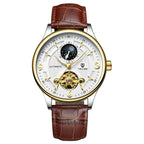 Herren-Automatikuhr aus Leder, mechanisch, Tourbillon, wasserdicht, Freizeituhr | T820b 