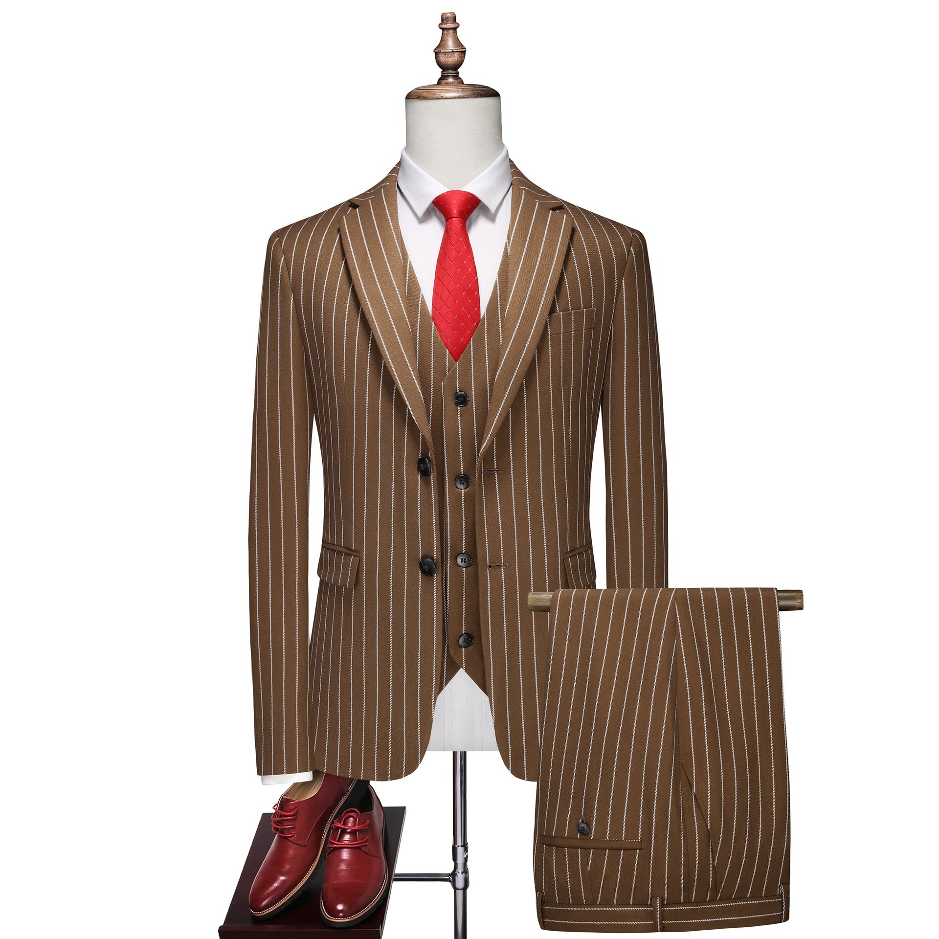 Men's Slim Fit Three-Piece Suit Set | Fashion Big & Tall Wedding Banquet Blazer with Waistcoat | Modern Business Formal Wear | 838