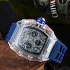 Herren Luxus Beste Sportuhr Transparentes Gehäuse Chronograph Neue Geschenkuhren | 