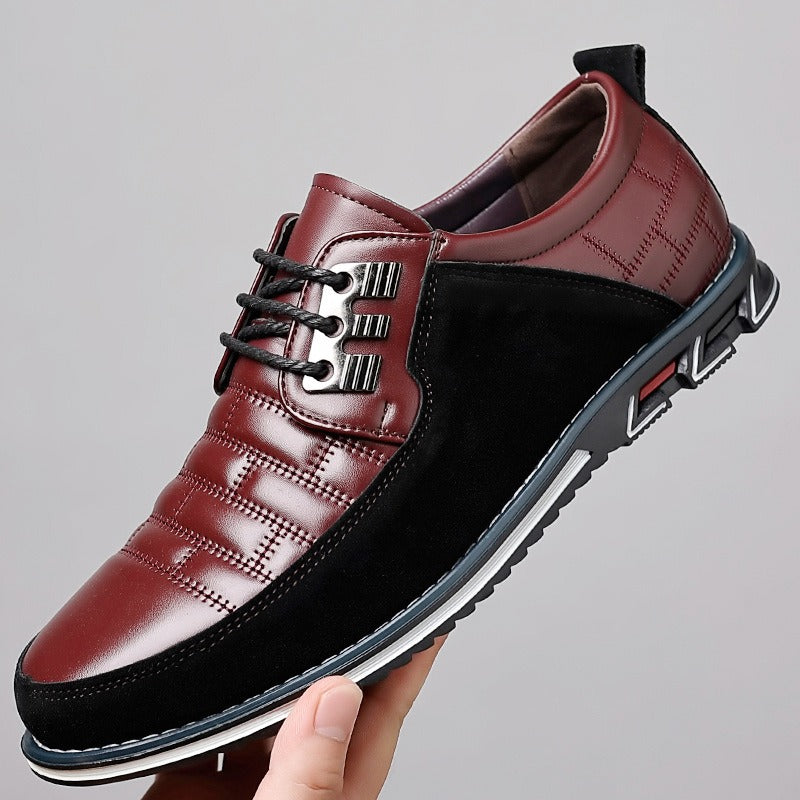 Herren-Derby-Schuhe im britischen Stil mit Karomuster, rutschfeste Leder-Loafer, Mokassins, Hochzeitsschuhe |