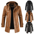 Herren-Lederjacke in mittlerer Länge, Jugend-Windjacke aus PU-Leder | XT1045 