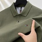 Herren Langarm Poloshirt Business Casual Baumwoll T-Shirt mit gesticktem Revers Design | DS 