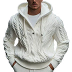 Herren-Strickwaren, gedrehter Kordelzug, Kapuzenpullover, 7-Nadel-Woll-Sweatshirtjacke | SY0139 