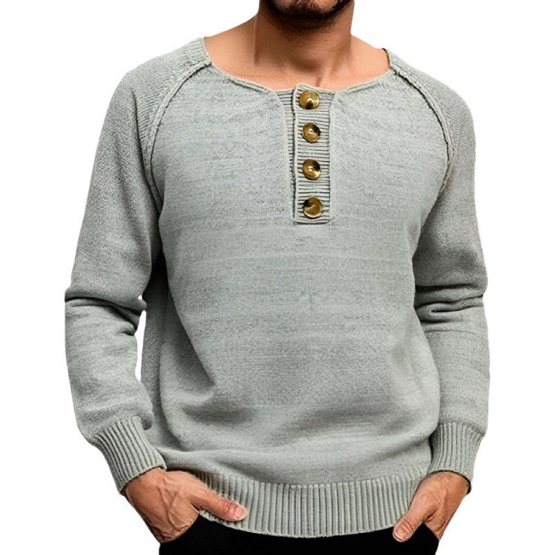 Einfarbiger Langarm-Pullover für Herren, dünne, leichte Basisschicht | SY0140 