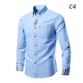 Herren Business Casual Langarmhemd Einfarbig Slim Fit Hemd 