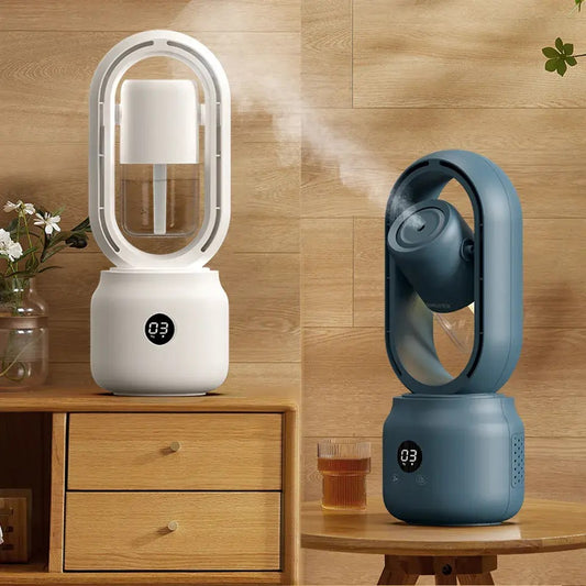 Ventilateur à jet d'eau multifonctionnel sans feuilles, ventilateur vertical d'été à ultrasons, humidificateur de refroidissement | HX87 