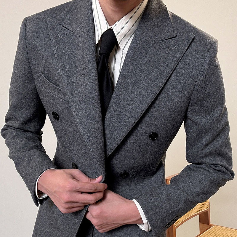 Hochwertiger italienischer zweireihiger Herrenanzug mit Reverskragen, leger, formell, 2-teilig, Anzugjacke und Hose | JSN692 