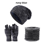 Unisex Winter Beanie Mütze Schal Touchscreen Handschuhe Set Strick Slouchy Beanie Skull Cap Fäustlinge Kreis Schals | DXBN092