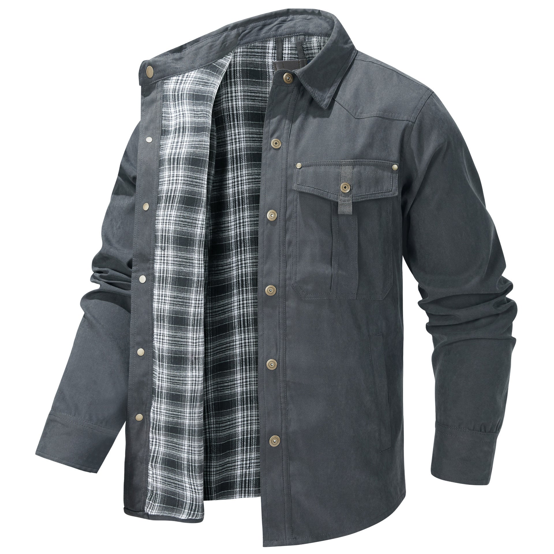 Herren Karojacke Langarm Button-Down Flanelljacke mit Taschen für Streetwear | 3268 