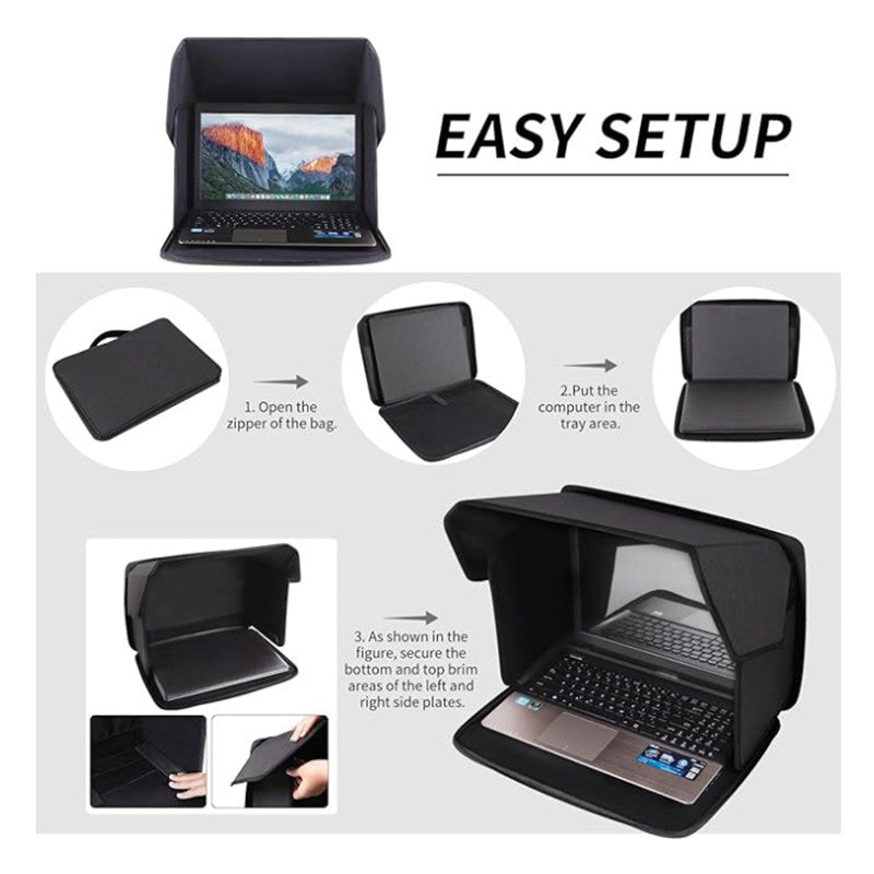 Outdoor Laptop Sun Shade Cover | Portable Privacy Screen for 12-14＂16＂Laptops | Foldable Anti-Glare Shield for Work & Travel | APJ619