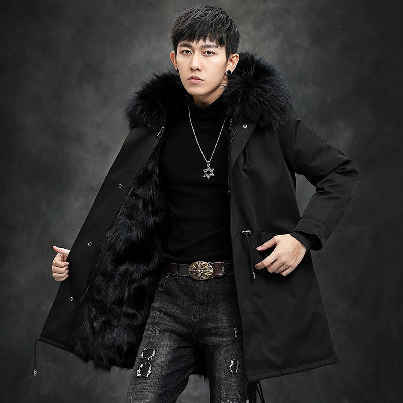 Echter Premium-Fuchspelz, warme Parka-Jacke mit Kapuze, echtes Nerzpelz-Futter, Mantel | 209 