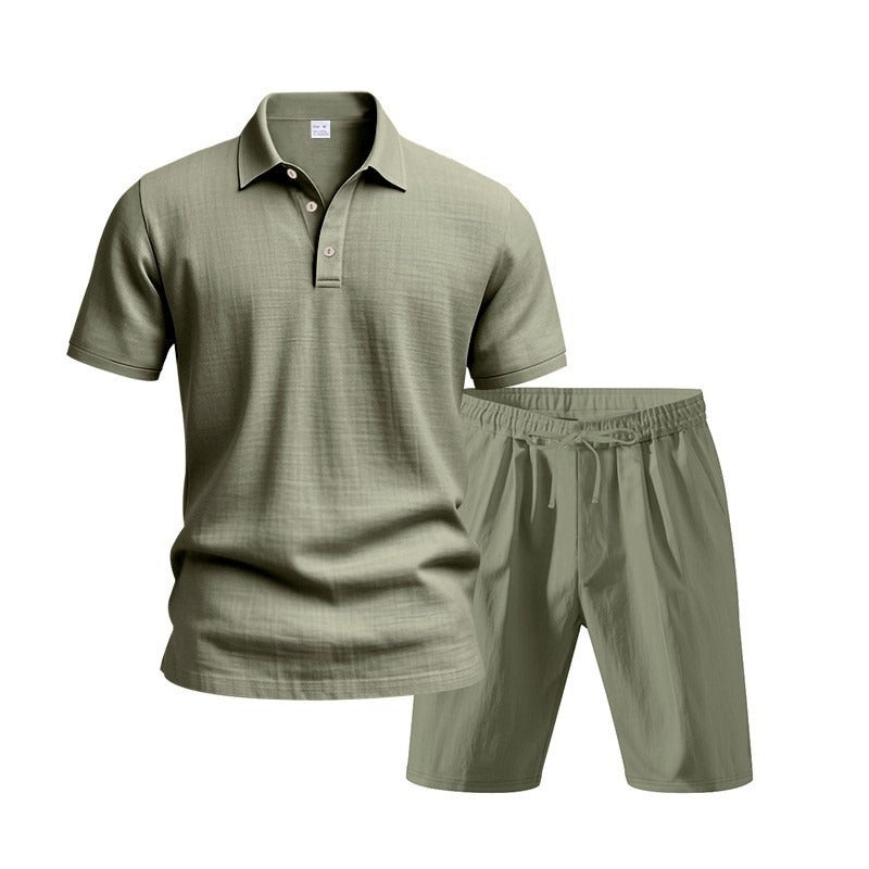 Atmungsaktives Leinen-Polo-Set für Herren – Cooles und bequemes Shirt- und Shorts-Outfit-Set | BKCS-20