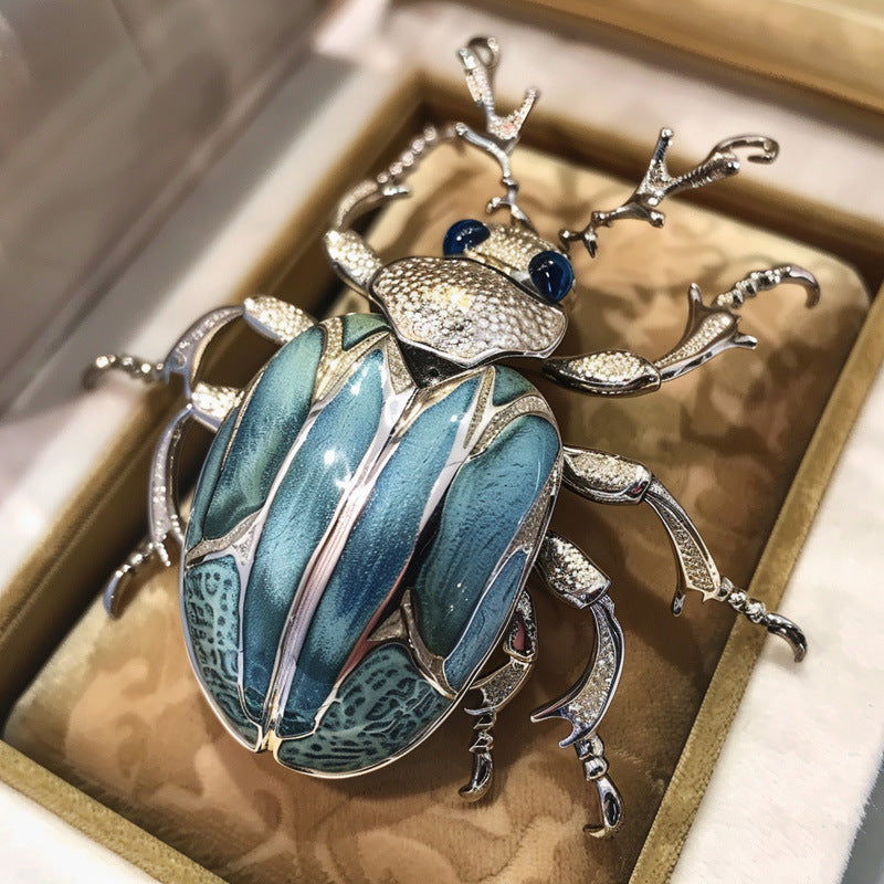Feizi Original Designer Beetle Brooch Vintage Insect Lapel Pin for Suit & Coat | Metal Animal Corsage