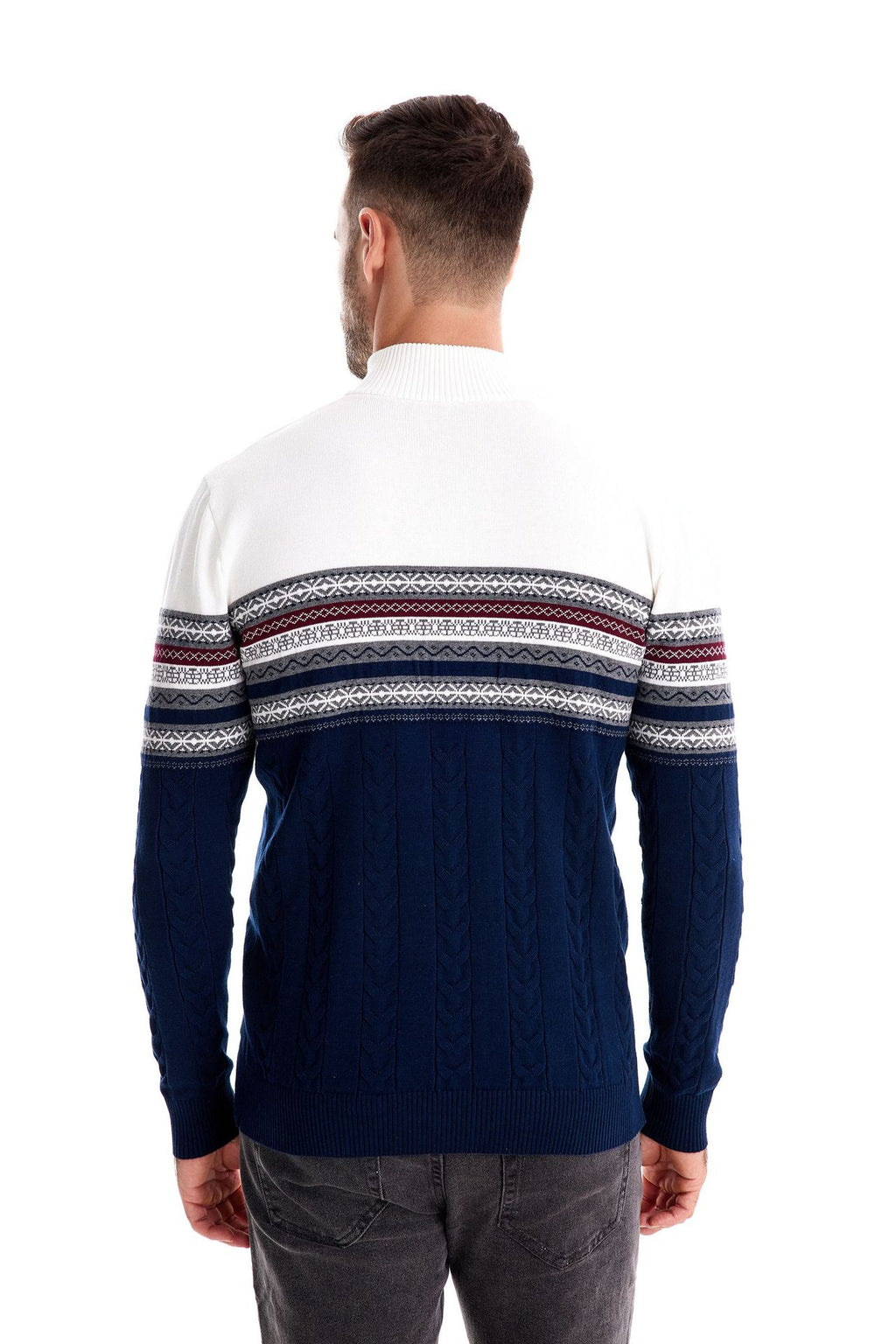 Warmer Winterpullover aus Baumwolle für Herren mit ethnischen Mustern, lässiger Pullover | M316 
