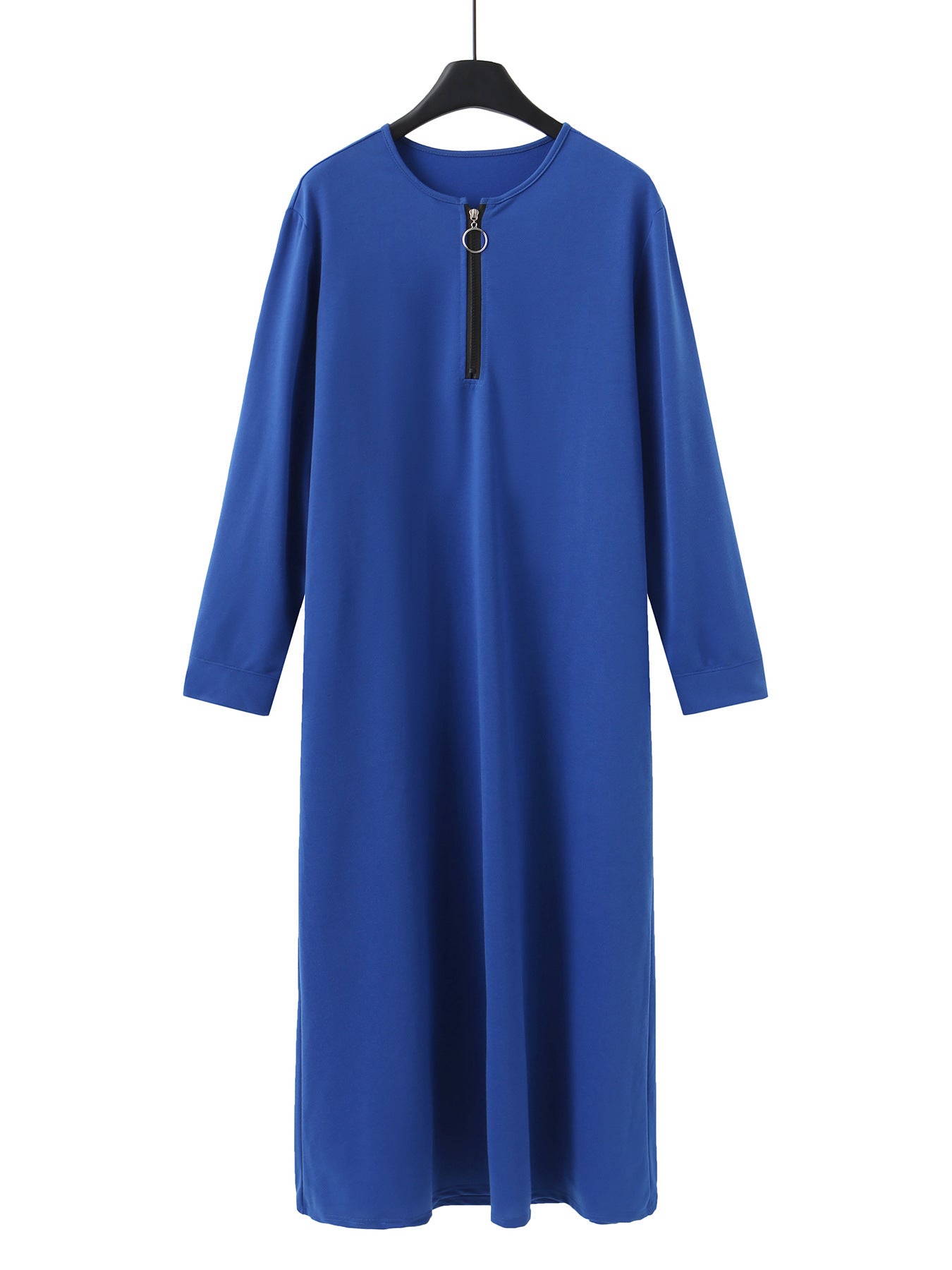 Islamischer Herrenmantel in Volltonfarbe mit langen Ärmeln, lockere Passform und Reißverschluss, perfekt für Herbst und Winter | 8541233 