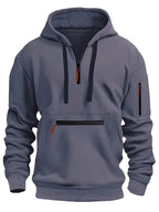 Herren-Kapuzenpullover mit einfarbigem Muster, Reißverschluss, gefütterter Kragen, lockere Passform, lässige Sportbekleidung | TZ-28 