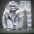 Herren Winter Trainingsanzug Fleece Gefüttert Sweatshirt Hoodie Jacke Mantel Hose Trainingsanzug 