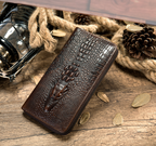 Herren-Geldbörse aus echtem Rindsleder, großes Fassungsvermögen, mit Ausweisfenster, Kartenfach, Handy-Reißverschluss und Münzfach | 1232 