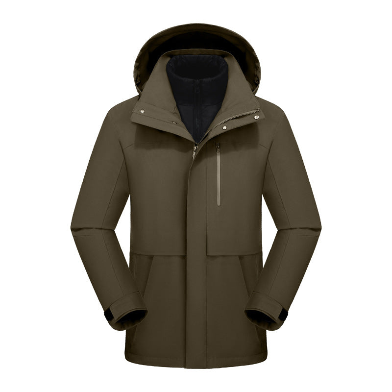 Dixiang Men's 3-in-1 Waterproof Hiking Jacket | 8000mm Seam-Taped Shell with White Goose Down Inner Layer | All-Season Outdoor Coat | J24688