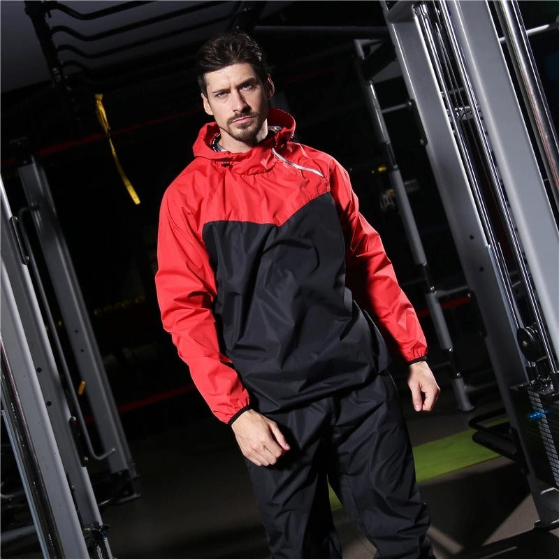 Men's Running Pullover Two-Piece Set Weight Loss Control Body Fat Sauna Sweat Suit  | YJ9681