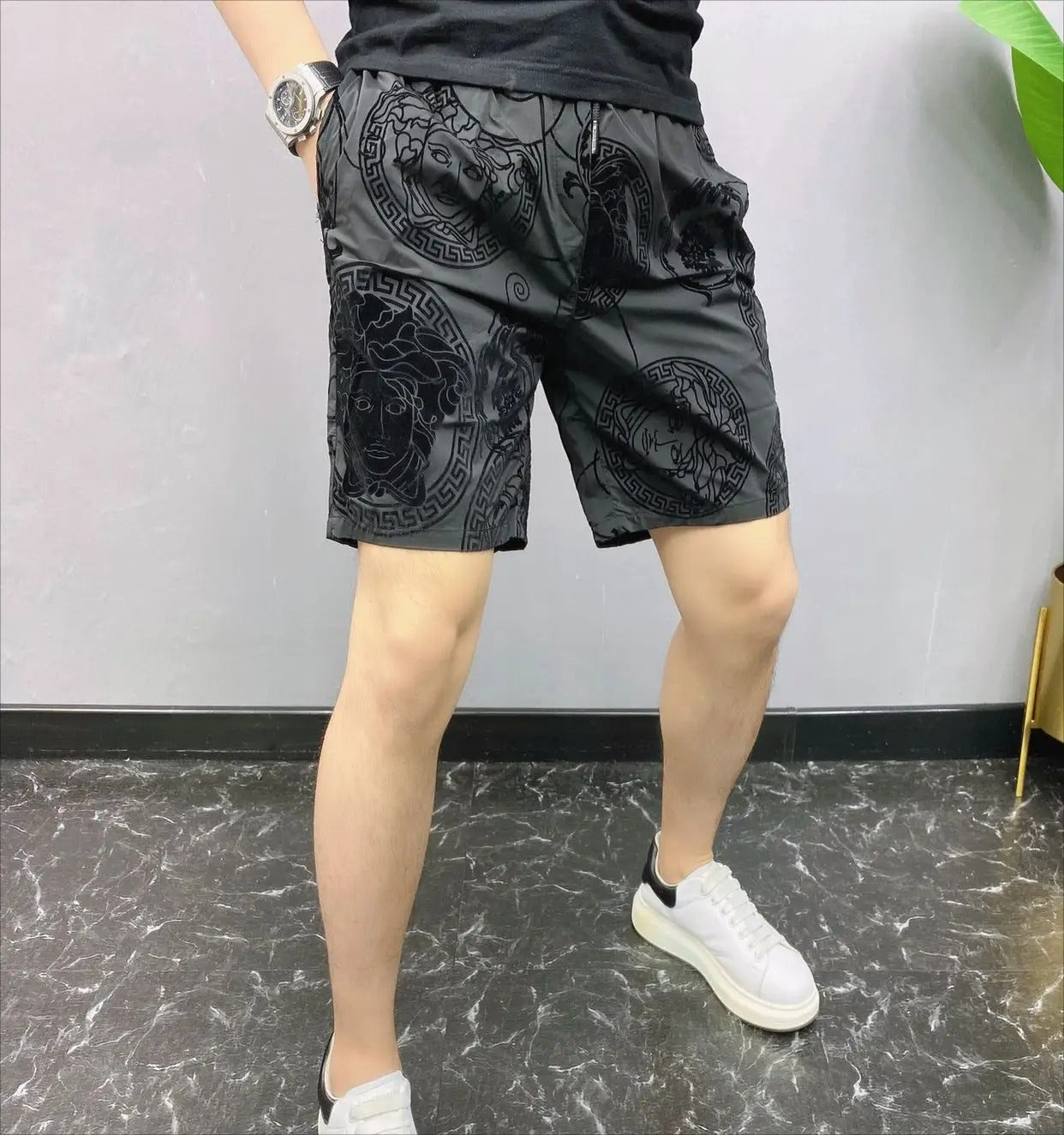 Lässige Polyester-Shorts für Herren, beflockt, kurze Shorts für den Sommer und den Strand, bedruckt | #71 