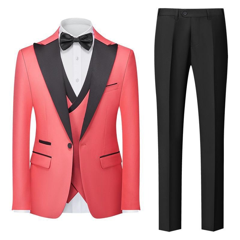 3-teiliger Herrenanzug mit Kragen für Hochzeitsfeiern und formelle Smokings, Jacke mit Hose, Weste, Anzug-Sets | 701 