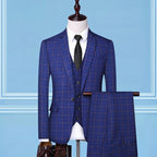 Herrenanzug, einreihig, Slim Fit, 3-teilig, für Business, Party, Hochzeit, kariert, formelle Anzüge | 307