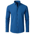 Herren Langarm Business Casual Stretchhemd Einfarbig Schlank Bügelfrei Stretch Hemden 