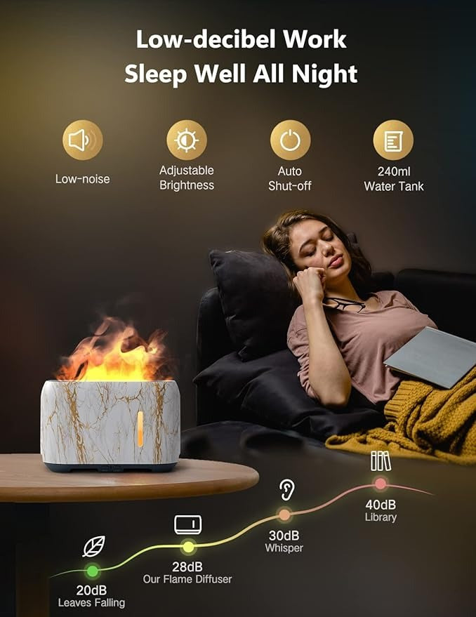 Aroma-Ultraschall-Luftbefeuchter mit kühlem Nebel, 3D-Feuer-Luftdiffusor, Aroma-Diffusor für ätherische Öle, Flamme | 