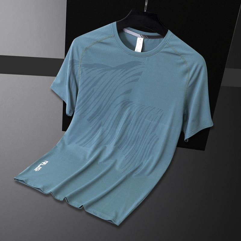 Men Slim Fit Outdoor Gym Running Workout Fitness T-Shirt Casual Breathable Short Sleeves Quick Dry Shirts | 2203