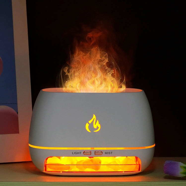 Himalaya-Kristallsalzsteine, Aroma-Luftbefeuchter, 7 Farben, LED, USB, tragbar, Feuerflamme, Aromatherapie, ätherisches Öl, Diffusor | 101 