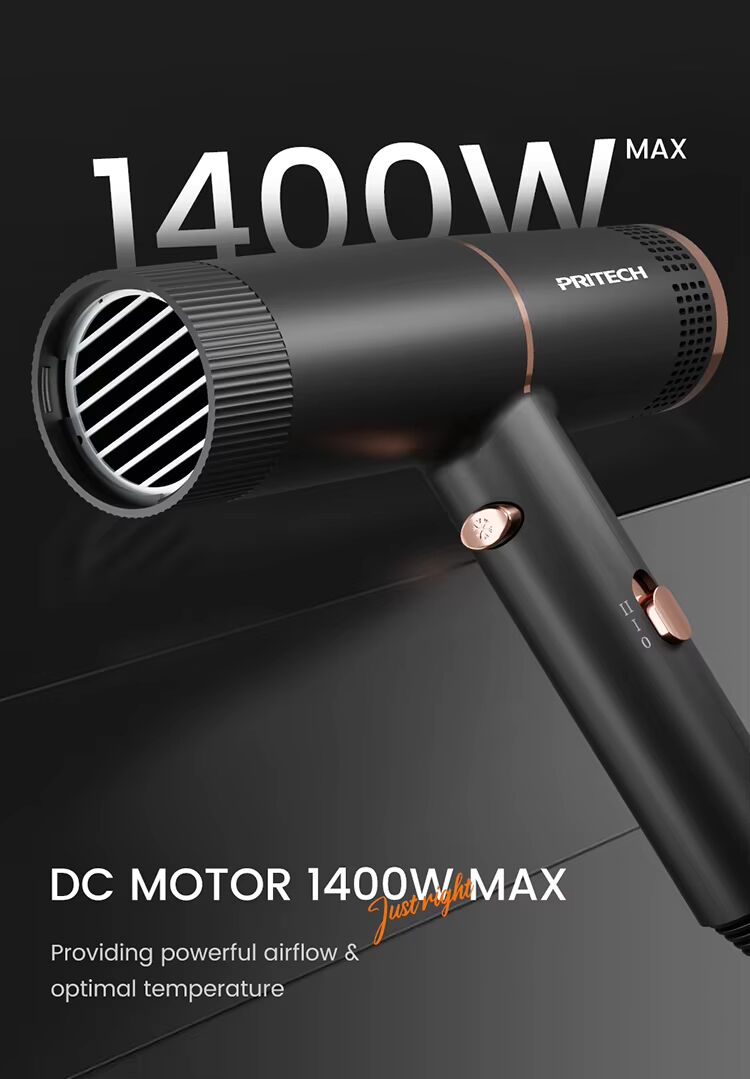 Professioneller Haartrockner mit 1200–1400 W, zweistufigem Gleichstrommotor und VDE-Stecker für Styling in Salonqualität | TC-2853 