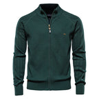 Herren-Strickjacke mit V-Ausschnitt und Farbbesatz – Lässiger, locker sitzender Pullover mit Knöpfen für den Herbst | SW199 