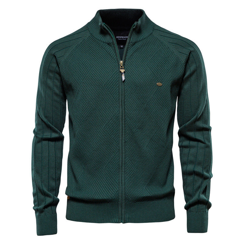 Herren-Strickjacke mit V-Ausschnitt und Farbbesatz – Lässiger, locker sitzender Pullover mit Knöpfen für den Herbst | SW199 