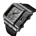 Herrenarmbanduhr Militär Armee Quadratisch Großes Zifferblatt Uhr Sport Lederarmband Quarzuhr | 3364 