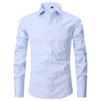 Herren Langarmhemd Gestreift Business Einfarbig Arbeit Formal Freizeithemd | FS05 
