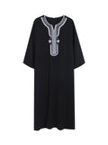 Muslimische Herrenrobe, mehrfarbig, kurzärmelig, bestickt, arabisch-marokkanisch, elegante traditionelle Kleidung | 21450 