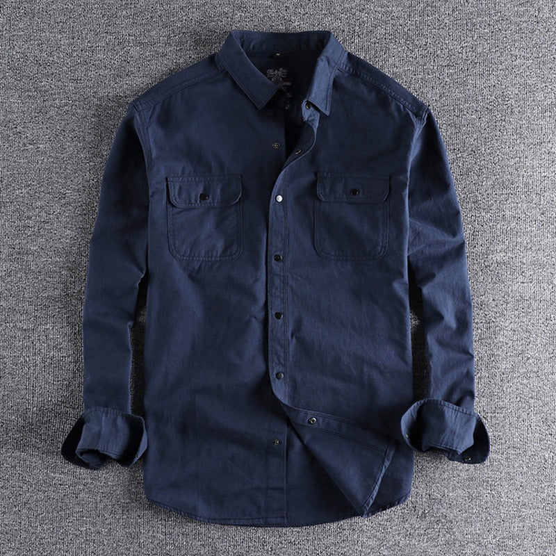 Vintage Workwear Doppeltaschenhemd Retro Casual Classic Shirt Top für Herren | V38 