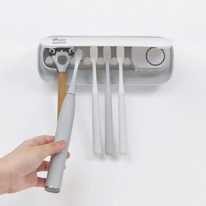 UVC Toothbrush Sterilizer Wall-Mounted Family Holder with USB Charging & Fan Drying | SR-M4